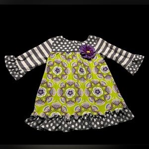 Charming Kids' Floral and Polka Dot Dress